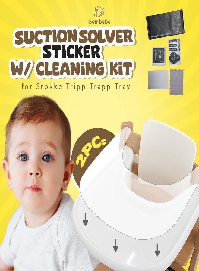 Gembebe Suction Solver Sticker Compatible with Stokke Tripp Trapp Tray Safe Adehisve Placemat Improves Suction Keeps Suction Bowls and Toys Baby High Chair Placemat (2, Tray Shape with Cleaning Kit) - Image 2